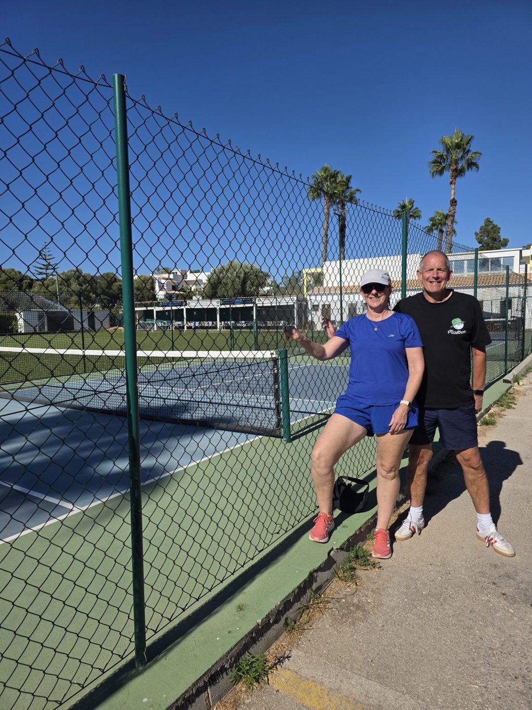 Dave and Louise playing pickleball at Alvor, Algarve