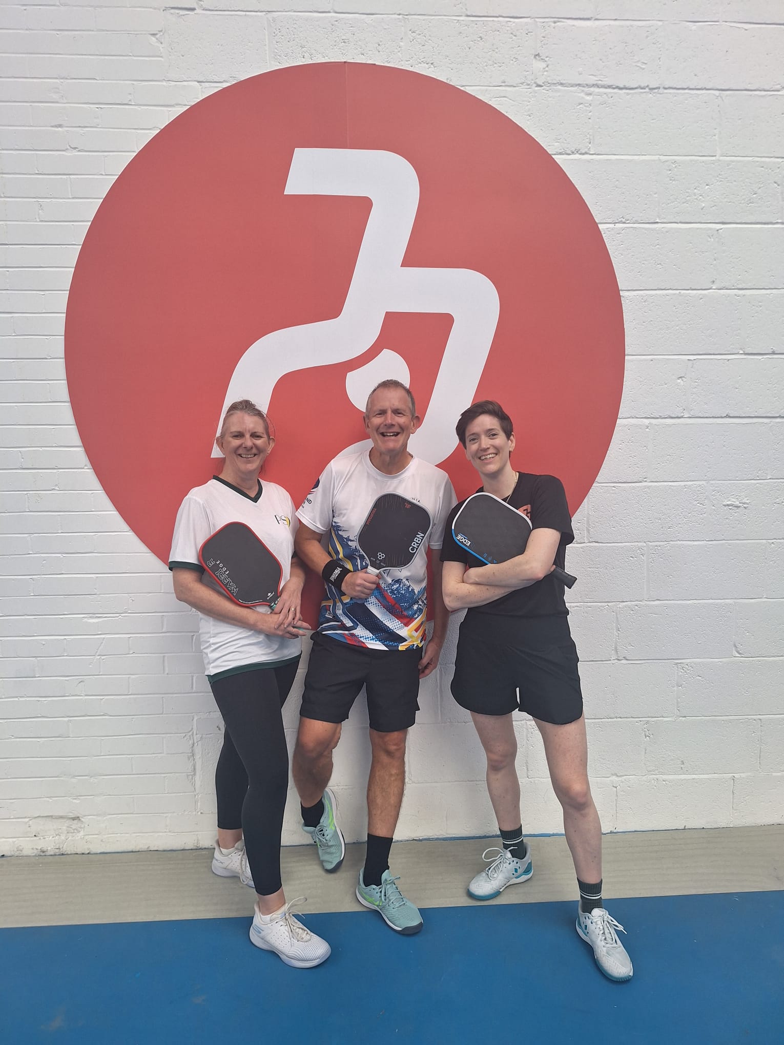 Dave, Louise and a fellow player at Peak Pickleball, Sheffield